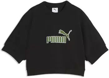 Puma Essentials Elevated No. 1 Logo Relaxed Sweatshirt Damen Kleidung Schwarz (636645_01)