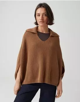 Opus Rippstrick Poncho O-Shape ginger bread