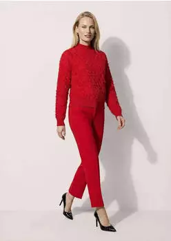 Madeleine Strickpullover in Fransenoptik mit Stehkragen (60645244464446) rot