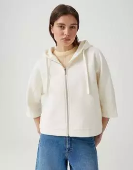 Opus GIELA Sweatjacke mit 3/4-Arm (1060134020452) ecru
