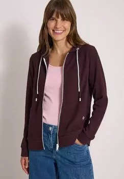 Cecil Kapuzen-Sweatjacke mit Struktur und seitlichen Knopftaschen (B325750) berry red