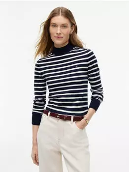 Tommy Hilfiger Cotton Jersey Slim MK-NK SWT Strickpullover Slim Fit (WW0WW51383) stripe dunkelblau/ecru