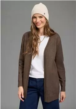 Laura Scott Strickjacke mit figurumspielender Passform mit Struktur-Details (37512946) braun mélange