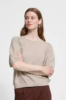 ICHI IHDASILA Kurzarmpullover (19566965) oatmeal melange