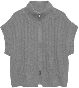 Vero Moda VMBANG RIB SL Highneck Zipper Vest (10347170) medium grey melange