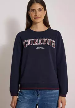 Cecil Sweatshirt mit Rundhals und Stickerei (B304063) urban dark blue