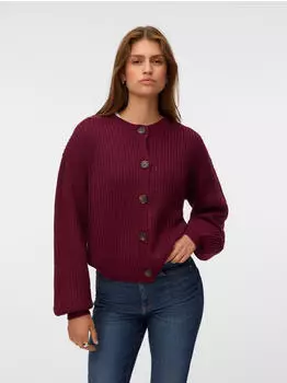Vero Moda VMLEA LS O-Neck Cardigan Loose Fit Strickjacke windsor wine