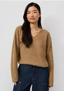 s.Oliver Pullover mit Rippstruktur in Melange-Optik braun 2182078.84W0.