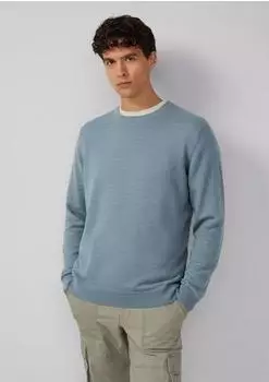 s.Oliver Baumwollpullover mit Flammgarnstruktur blau 2180323.5030.