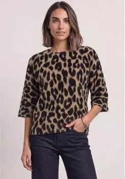 Street One Halbarm Pullover mit Rundhals und Leo-Muster (A30403938041)