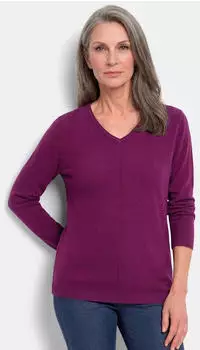 GOLDNER Kuschelweicher Kaschmirpullover mit Kragen beere