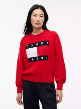 Tommy Hilfiger Flag Relaxed Mélange Jumper (DW0DW21782) rot/schwarz/weiß