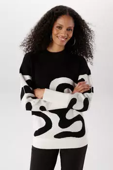 Aniston Sweatshirt mit Rautenmuster (47248060) schwarz/offwhite