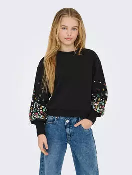 Only Onlbrooke L/S O-Neck Flower Sweatshirt Regular Fit (15353361) schwarz