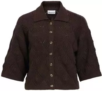 Object Collectors Item Objkaisa Flora 3/4 Lo Knit Cardigan Noos Strickjacke (23049201) schoko