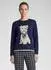 Rabe Strickpullover mit Hunde-Motiv und Fransen (57-113615) pazifik