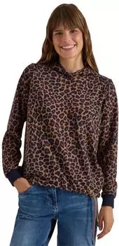Cecil 3018001 Sweatshirt mit Kapuze und Leo-Muster creamy mocha