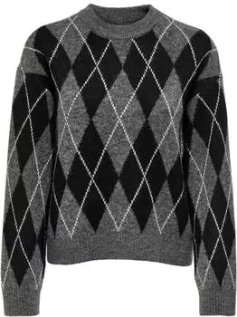 Jacqueline de Yong JDYBIANKA Pullover dunkelgrau/schwarz/weiß