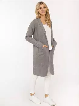 Zwillingsherz Jessi Cardigan mit Kragen, Langarm, knielang (11327600) mittelgrau/blau