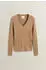GANT Zopfstrick V-Neck Pullover aus Stretch-Baumwolle warm khaki