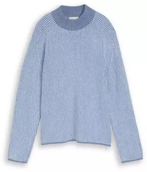 Tom Tailor Knit Plaited Rib Crewneck Sweater (1052050) fern blue structure