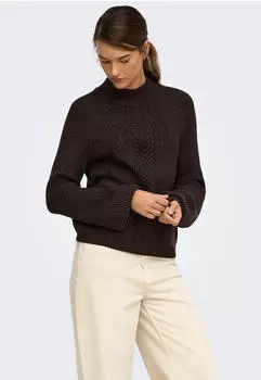 Only ONLKATIA LS DETAIL HIGHNECK CC KNT Stehkragenpullover Regular Fit chocolate torte melange