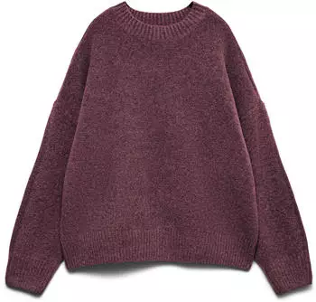 Vero Moda VMBOOM LS O-Neck Pullover Loose Fit Melange (10320463) windsor wine/melange