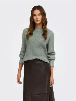 Only ONLIDA LS RIB O-NECK CS KNT Strickpullover (17069350) balsam gr&uuml;n detail:melange