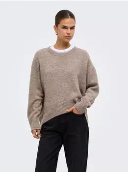 Only ONLAlivia Knit Pullover Loose Fit Round Neck (15383977) taupe