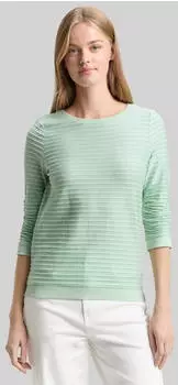 Tom Tailor Denim Basic Sweatshirt mit Raffung und Streifenmuster mint/pastellgr&uuml;n