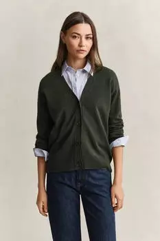GANT Superfine Lambswool Strickjacke mossy green