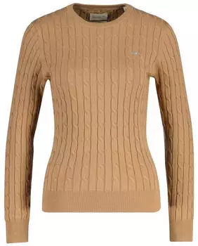 GANT Stretch Cotton Cable C-Neck Knit Pullover Slim Fit (4800100) warm khaki