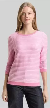 Tom Tailor Denim Basic Sweatshirt mit Raffarm und Streifenmuster (1039980) rosa/hellpink