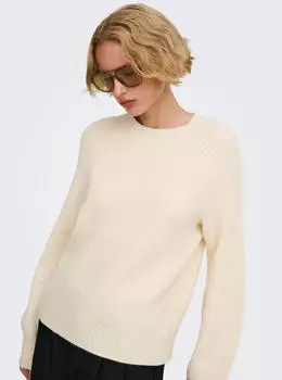 Only ONLIDA LS RIB O-NECK CS KNT Strickpullover (55845304) whitecap gray detail:melange