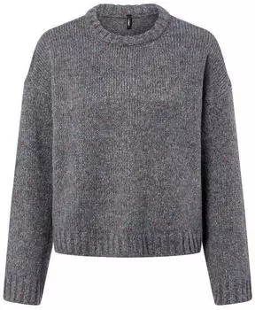 Only ONLSMILLA LS Loose O-Neck Strickpullover, cropped (32360547) dark grey melange