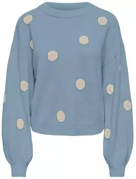 Only ONLRica Pullover Regular Fit dusty blue pattern:birch/mel/dots