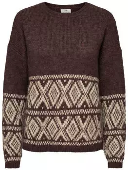 Jacqueline de Yong DINA L/S ON FAROE ISLAND PULLOVE KNT Strickpullover (16312507) coffee bean detail:w. oatmeal faroe jacq.