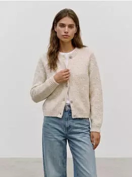 Vero Moda VMShell LS O-Neck Onebutton Strickjacke (21368625) birch detail jewel button