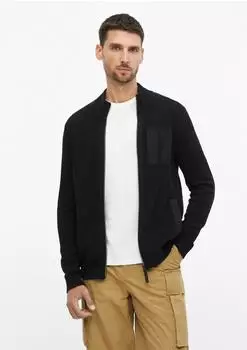 s.Oliver Strickjacke mit Struktur und Kontrastdetails schwarz 2180433.9999.