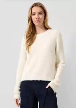s.Oliver Flauschiger Rundhalspullover beige 2184282.08W0.