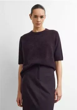 Comma Strickpullover aus geb&uuml;rsteter Wolle mit Rundhalsausschnitt (2185041) lila