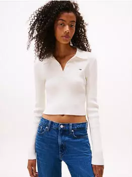 Tommy Hilfiger TJW Essential Polo LS Sweater wei&szlig;