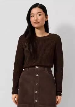 s.Oliver Pullover mit Rippstruktur und Rollkanten braun 2182066.89W0.