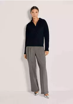 Madeleine Longpullover Patentstrick im Polo-Style Comfort Fit (39853229) marine/rauchblau