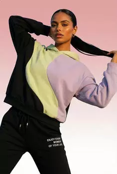 Buffalo Hoodie Kapuzensweatshirt Colorblock (81140421) schwarz/jade/flieder
