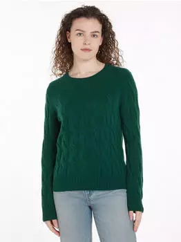 Tommy Hilfiger Cable Knit Soft Wool Pullover (WW0WW43586) ornamental gr&uuml;n