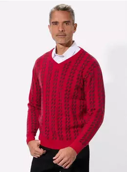 Sieh an! Strickpullover V-Ausschnitt 3/4-Arm rot-burgund