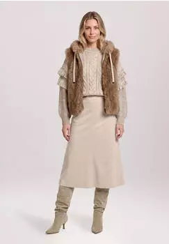 Betty Barclay Strickpullover mit Fransen (59683276) taupe melange