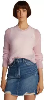 Tommy Hilfiger Open Knit Pullover mit V-Ausschnitt (DW0DW20258) precious pink