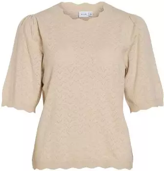 Vila Viemi O-Neck 2/4 Sleeve Knit Top Strickoberteil (14118966) beige
